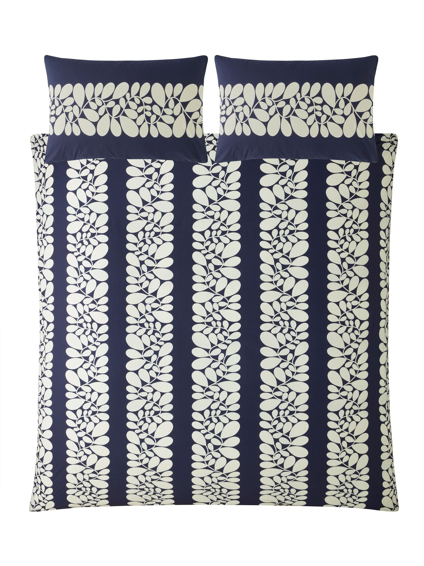 Orla Kiely space blue Sycamore Stripe duvet set, imported from the UK