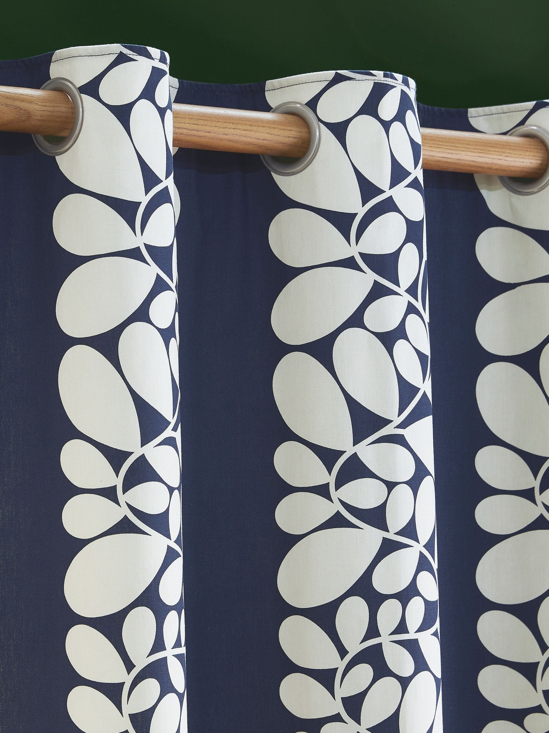 Orla Kiely Space Blue Sycamore Stripe Eyelet Curtains