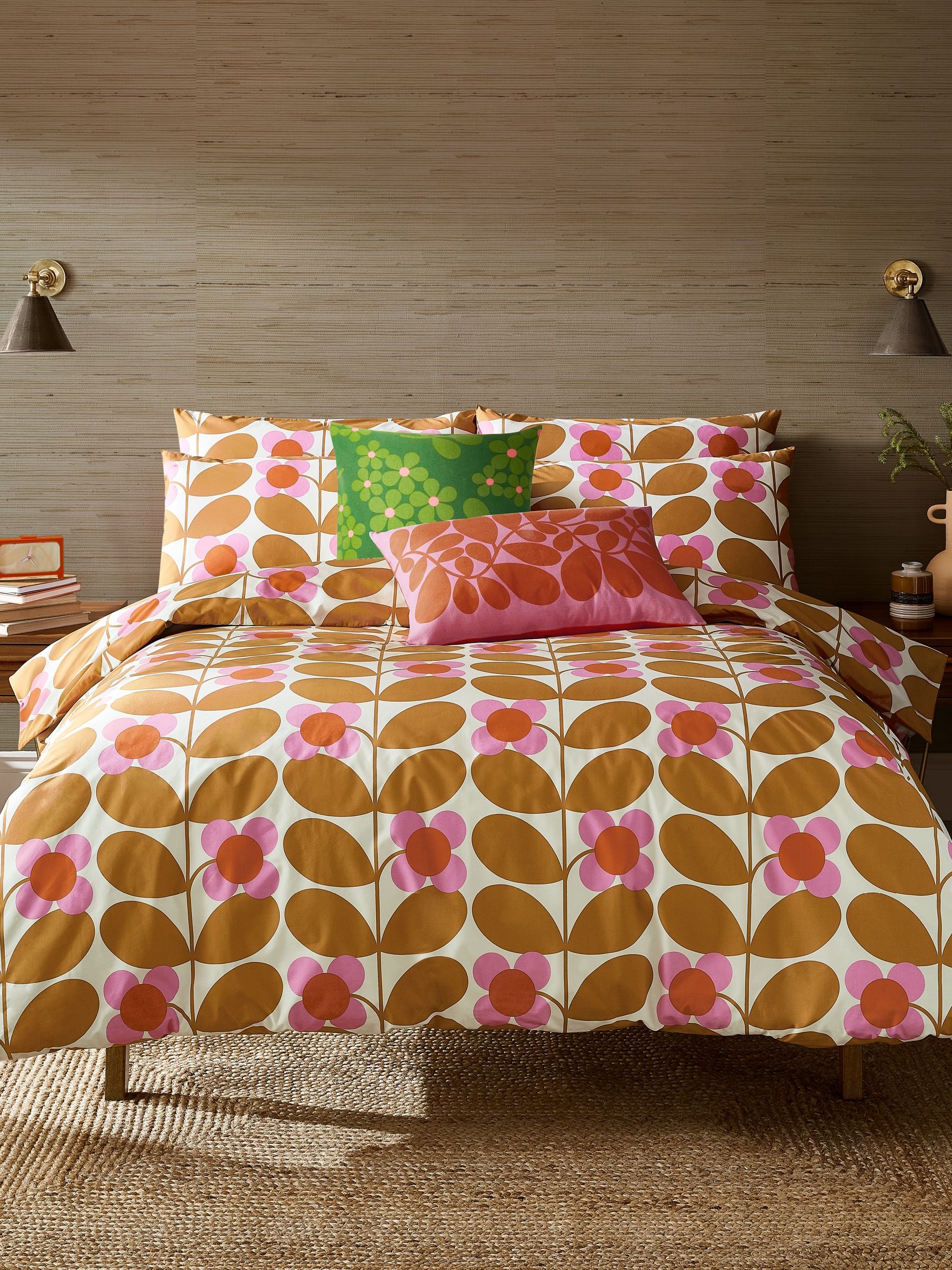 Orla Kiely Saffron Stem Bloom duvet cover set, imported from the UK