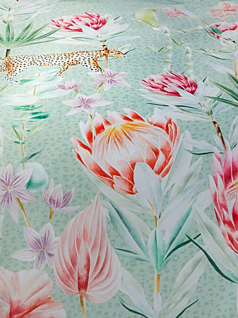 Soiree Green Tropical Leopard 500 Thread Count Duvet Cover Set