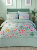 Soiree Green Tropical Leopard 500 Thread Count Duvet Cover Set