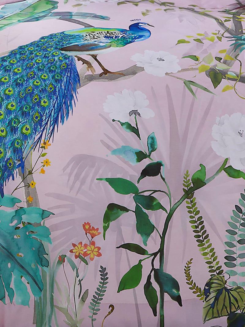 Soiree pink peacock jungle duvet cover set (British brand)