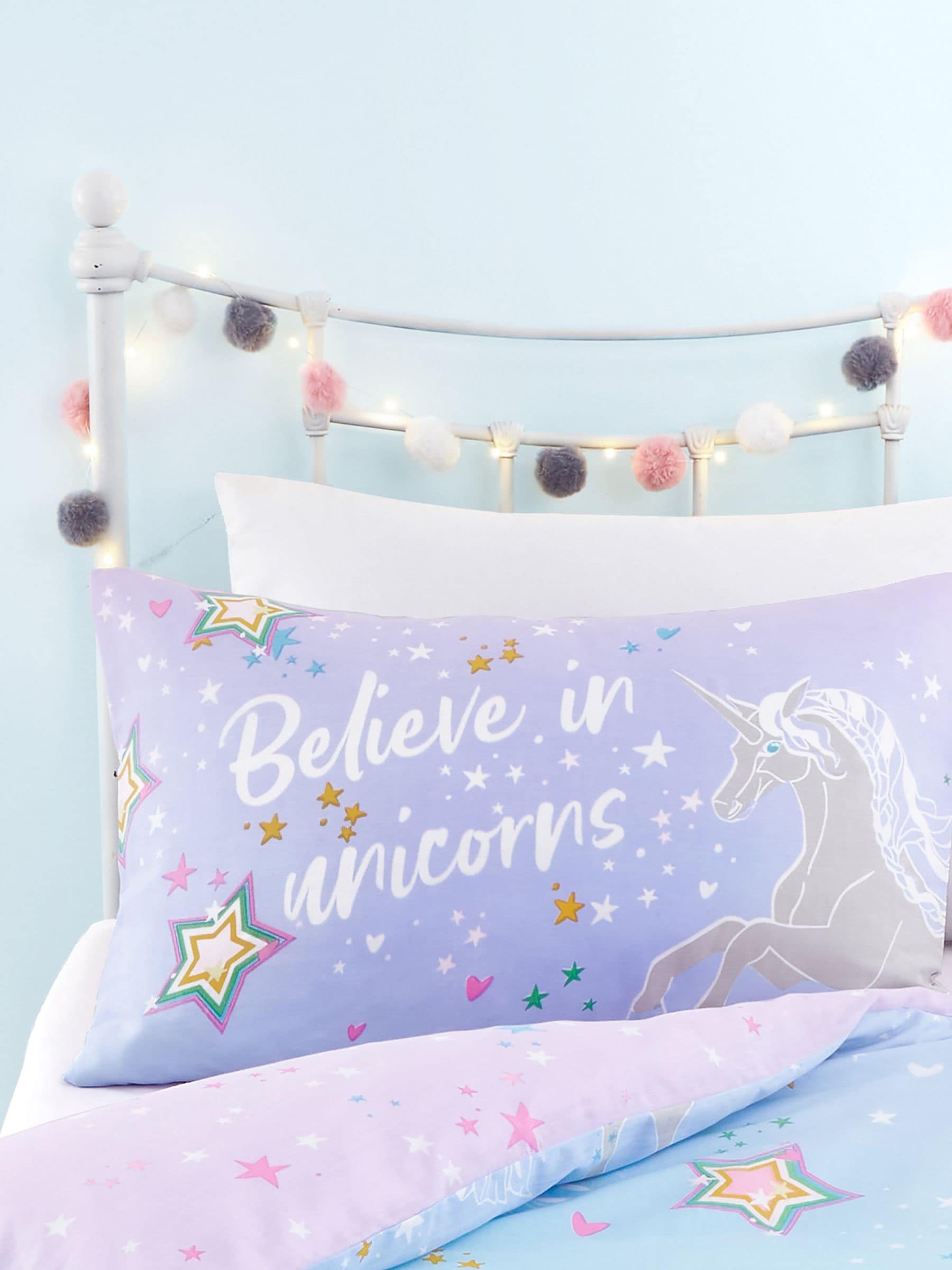 Bedlam Lilac Ombre Unicorn Glow in the Dark Duvet Cover Set - British product