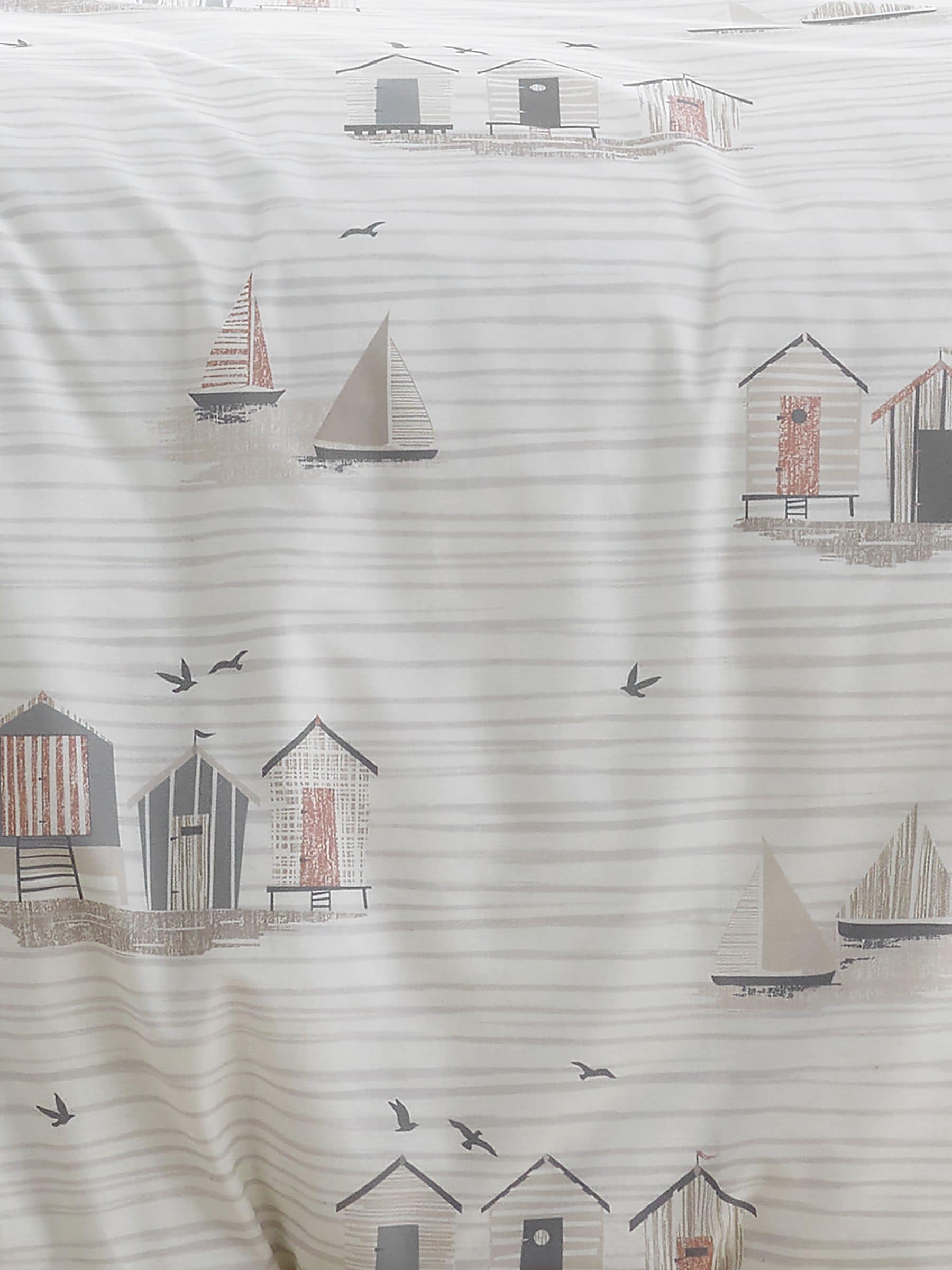 Fusion Natural Beach Huts Easycare Duvet Cover Set