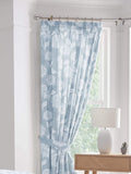 Dreams & Drapes blue chrysanthemum lined curtains, UK version