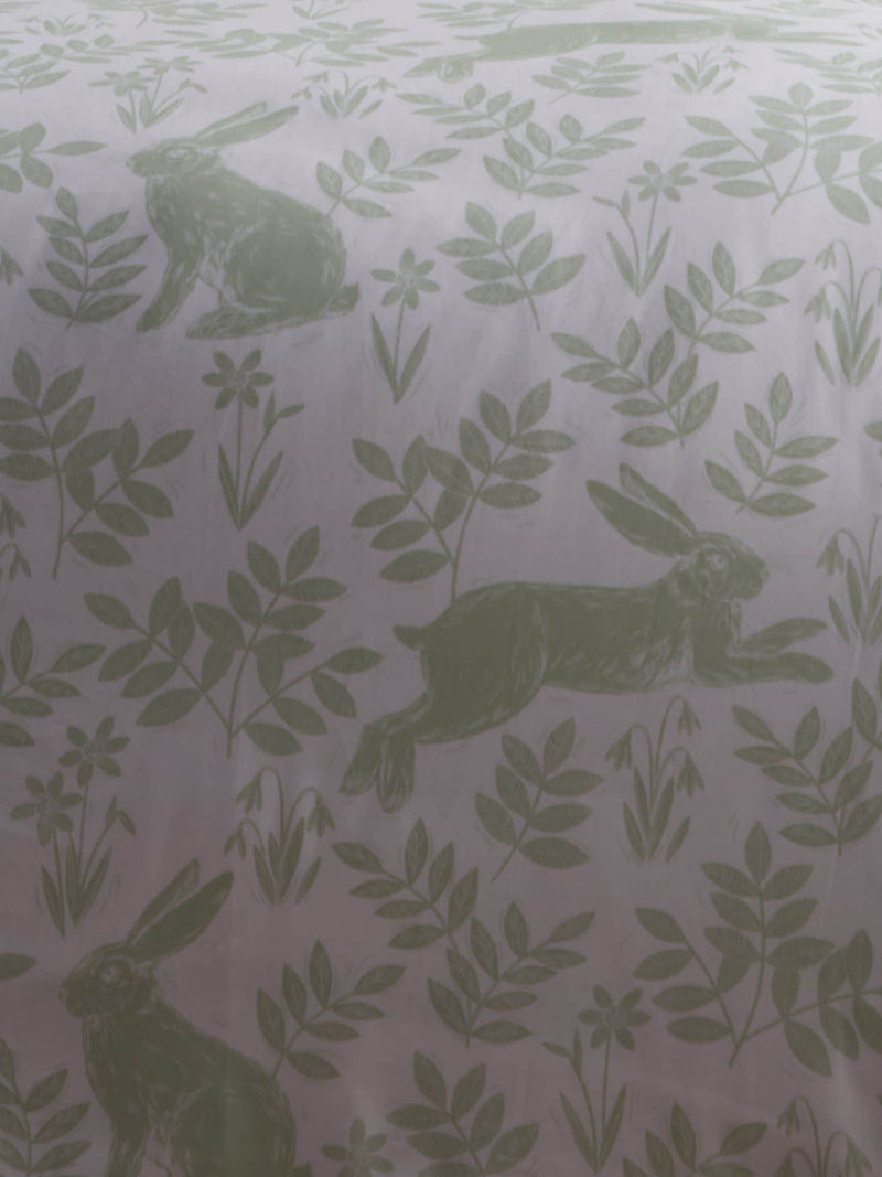 Dreams & Drapes Green Spring Rabbits reversible duvet cover set - British product
