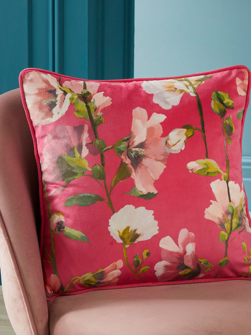 Soiree Pink Layla cushion with floral print - British product
