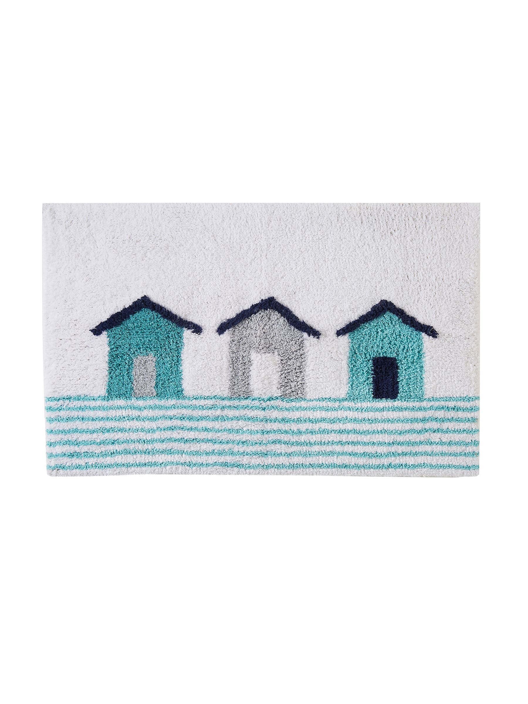 Fusion beach huts anti-slip cotton bath mat - British product