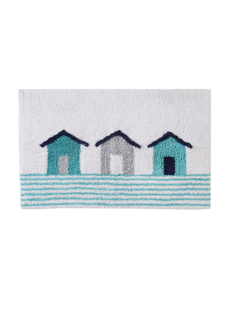 Fusion beach huts anti-slip cotton bath mat - British product