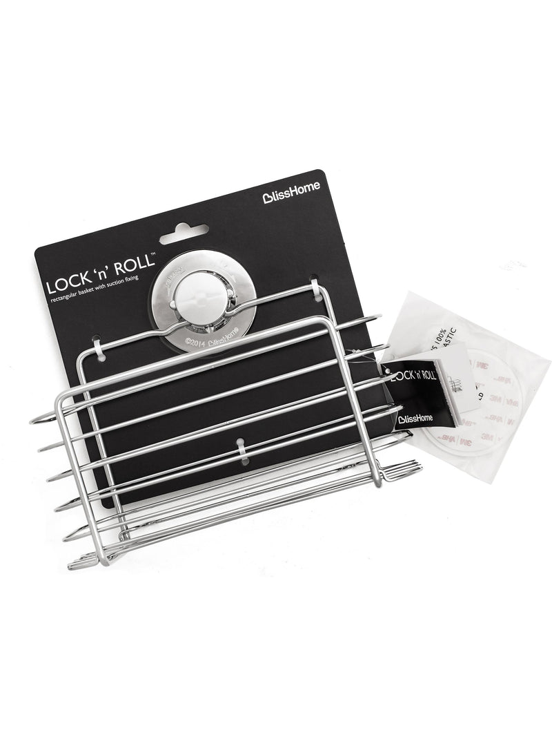 BlissHome Chrome LOCK n ROLL Rectangular Shower Basket - British product
