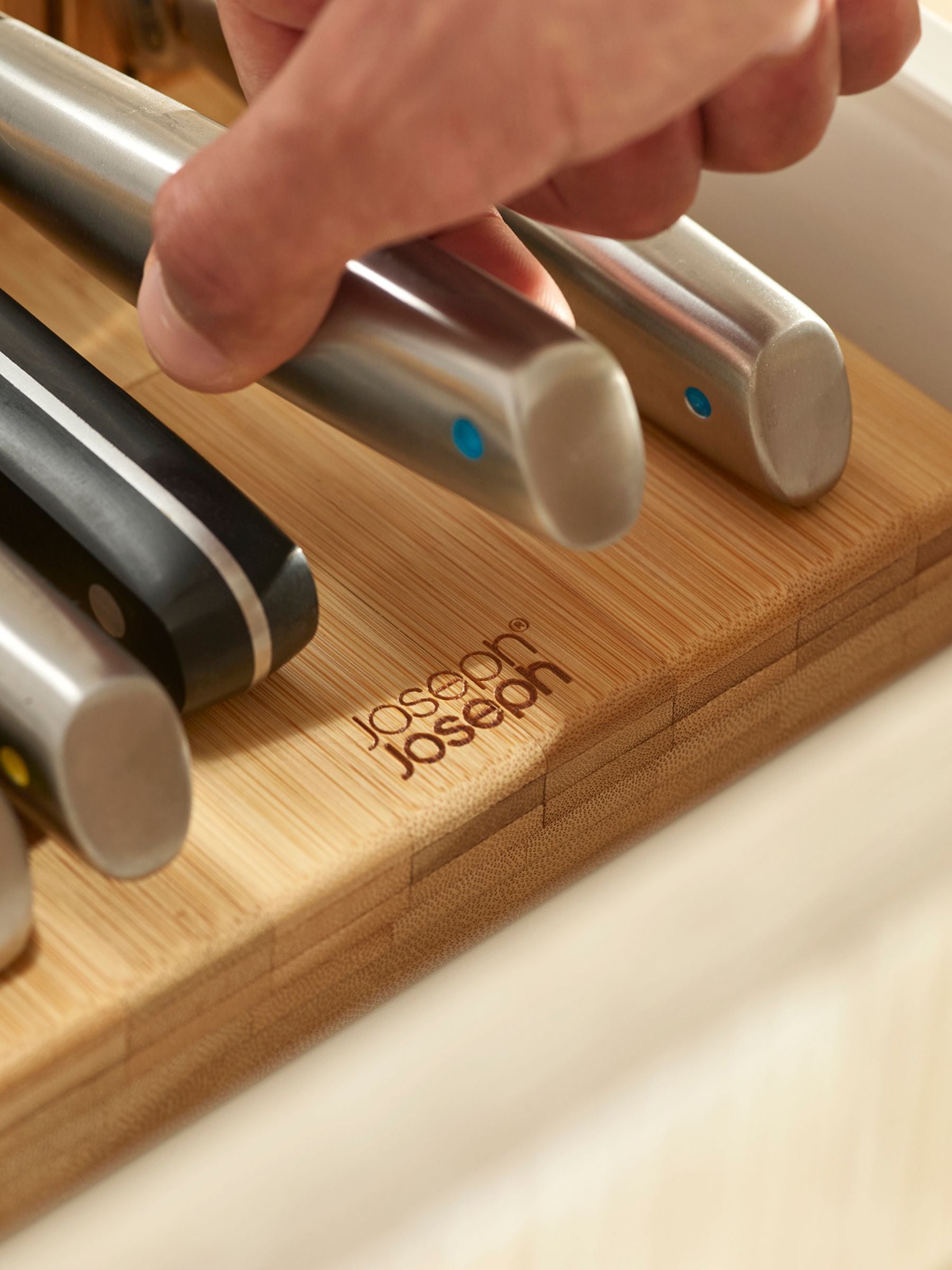 Joseph Joseph bamboo wood large knife organiser, UK version
