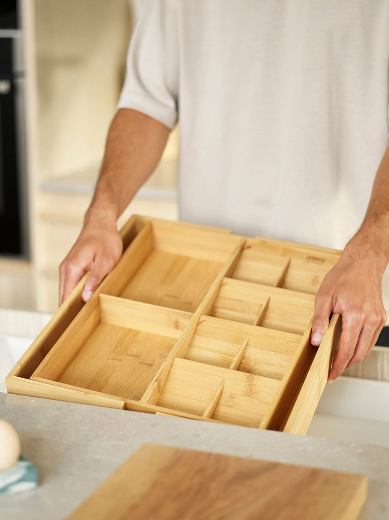 Joseph Joseph Wooden Expandable Cutlery Utensil and Gadgets Organiser