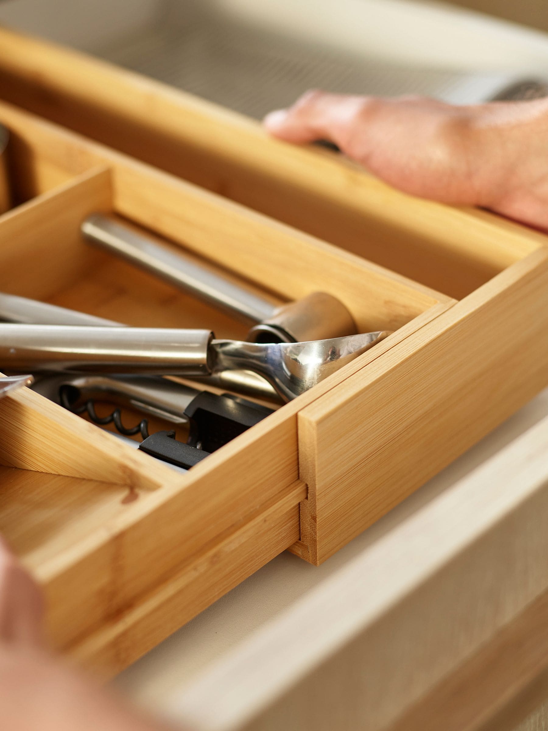 Joseph Joseph Wooden Expandable Cutlery Utensil and Gadgets Organiser