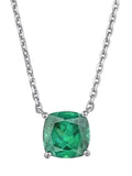 Lab Sapphire and Diamond Cushion Cut Necklace with Sterling Silver Chain
