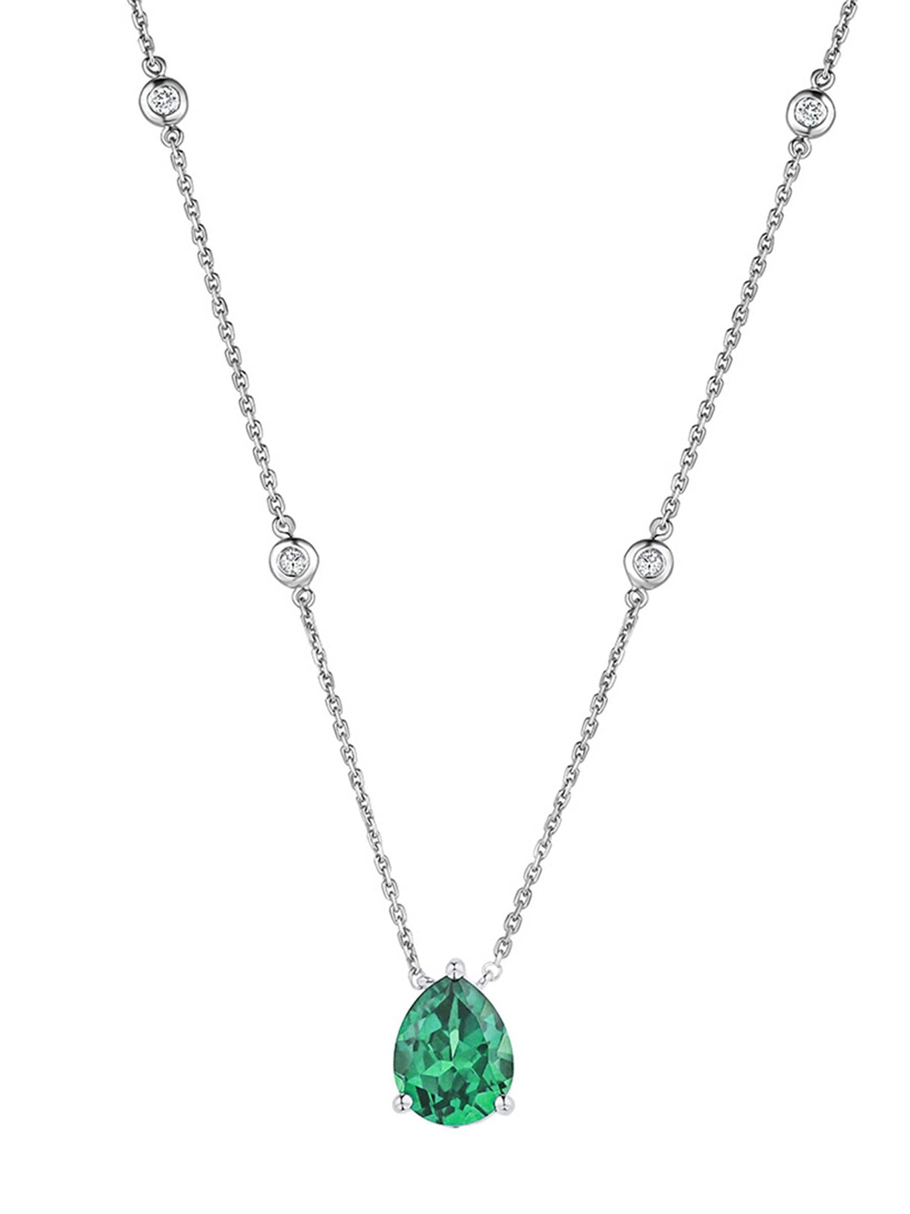 The Diamond Store green 3.5ct lab diamond and emerald pear cut necklace (British brand)