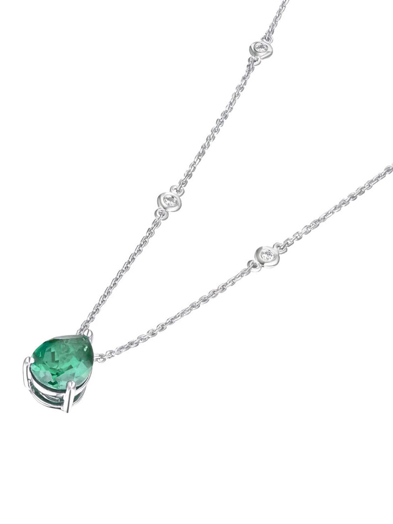 The Diamond Store green 3.5ct lab diamond and emerald pear cut necklace (British brand)