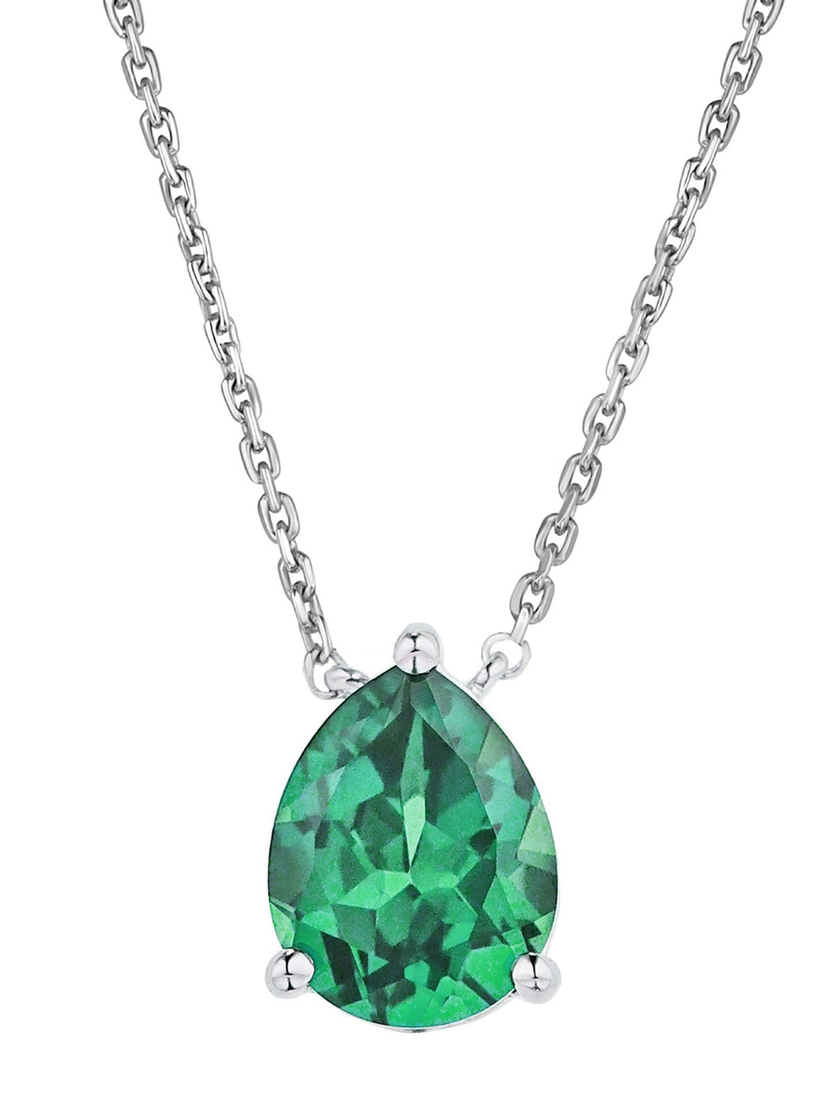 The Diamond Store green 3.5ct lab diamond and emerald pear cut necklace (British brand)