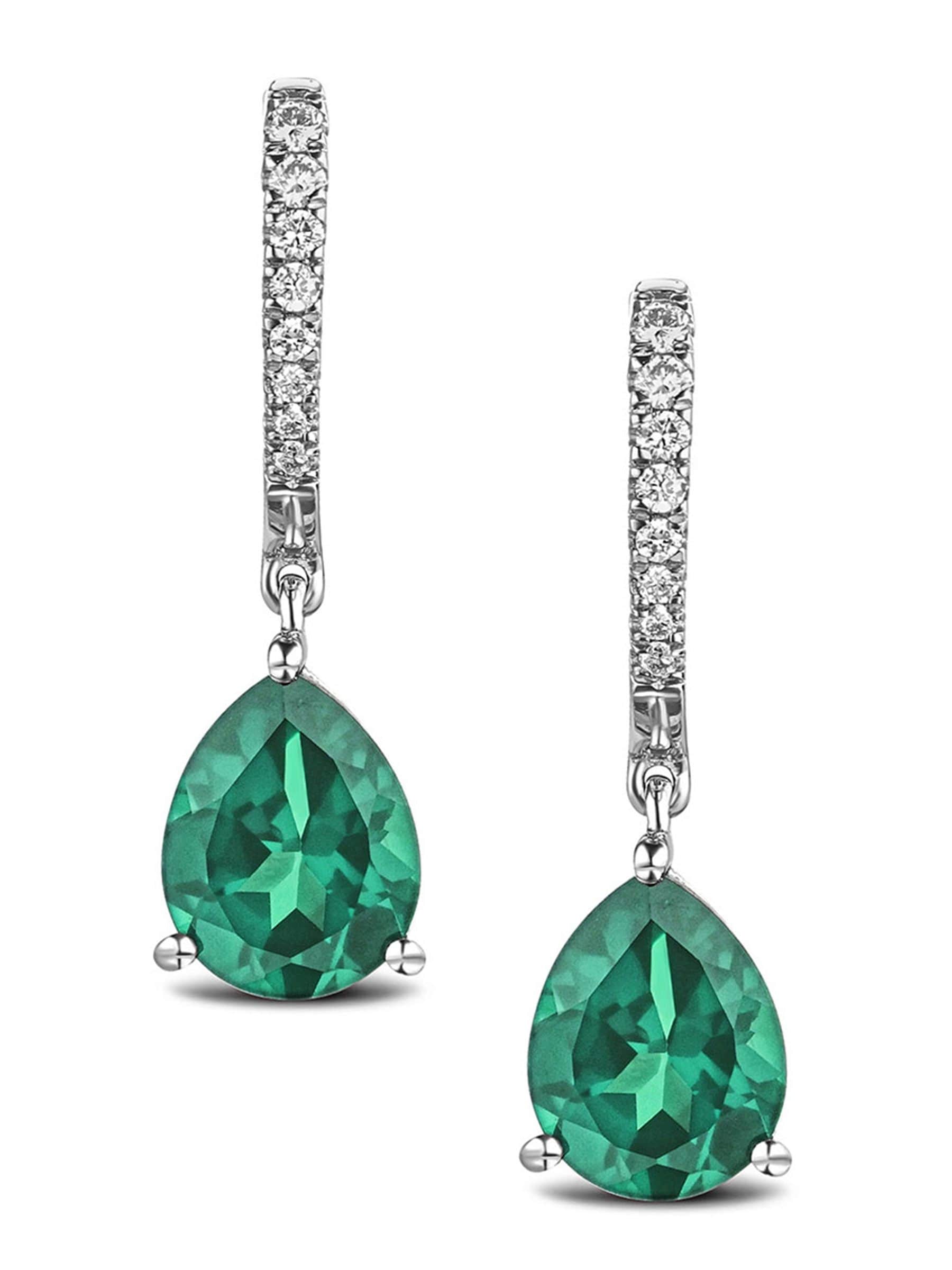 The Diamond Store Astra 4.60ct emerald and diamond pear earrings (British brand)