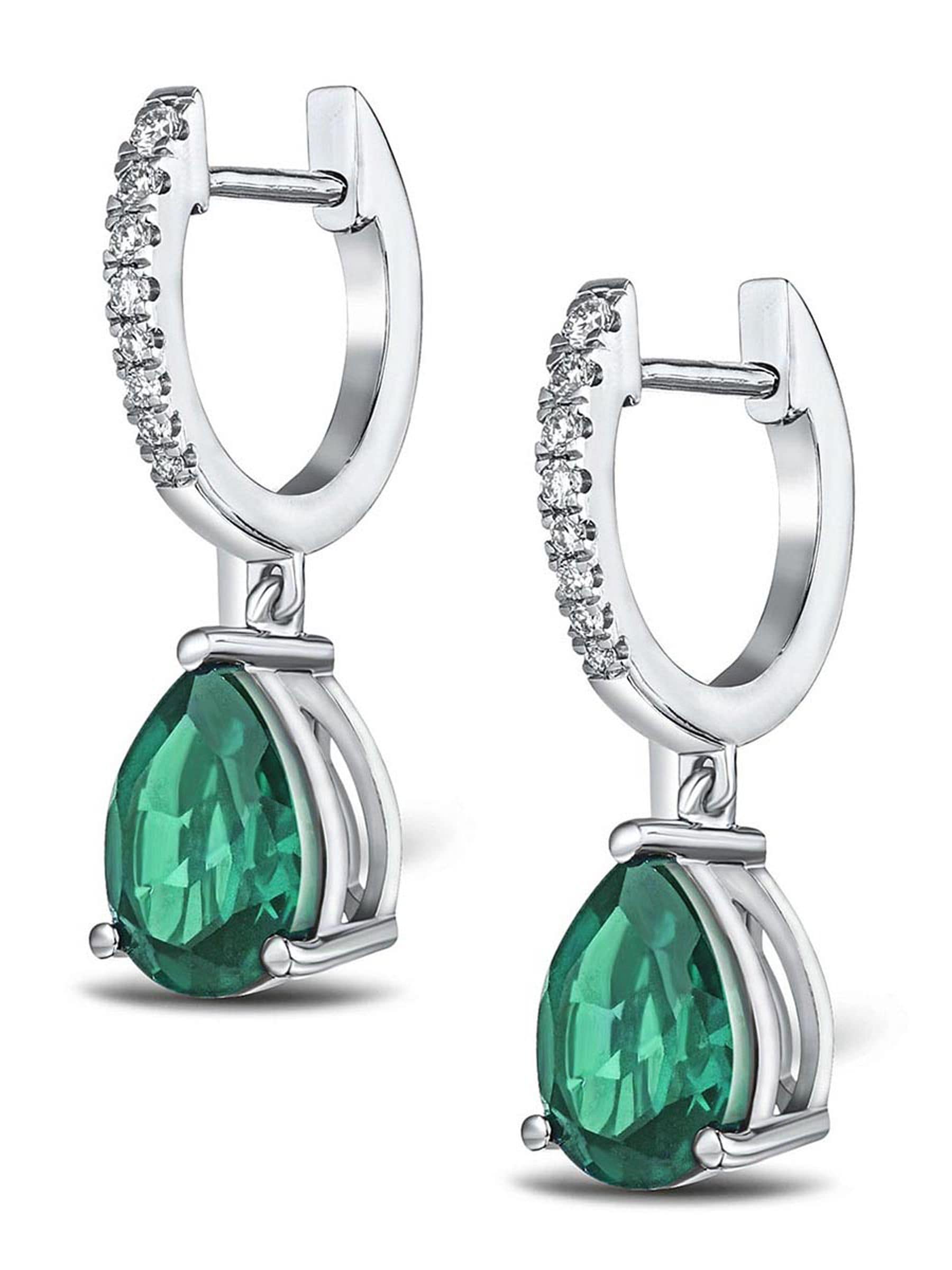 The Diamond Store Astra 4.60ct emerald and diamond pear earrings (British brand)
