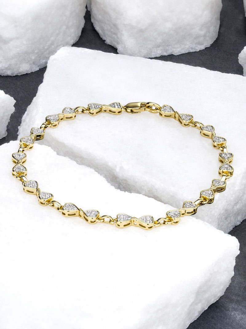 Diamond Heart Bracelet with 0.25ct Diamonds in Gold Vermeil
