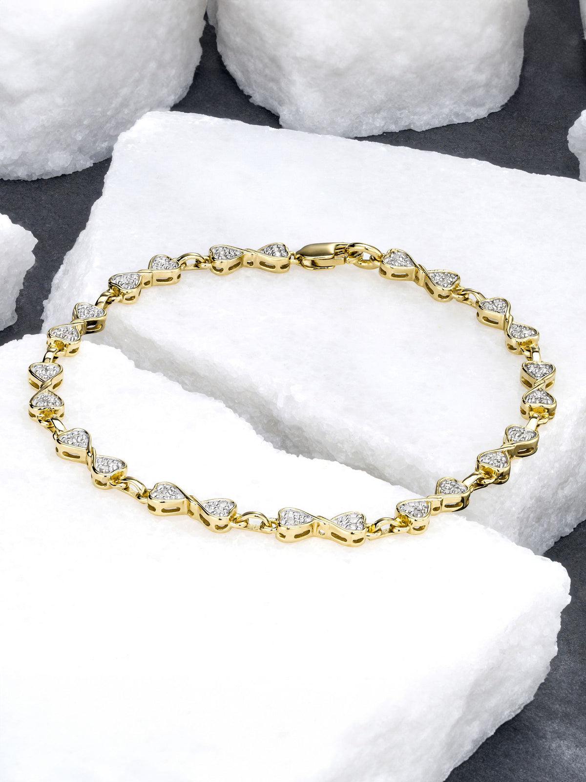 Diamond Heart Bracelet with 0.25ct Diamonds in Gold Vermeil