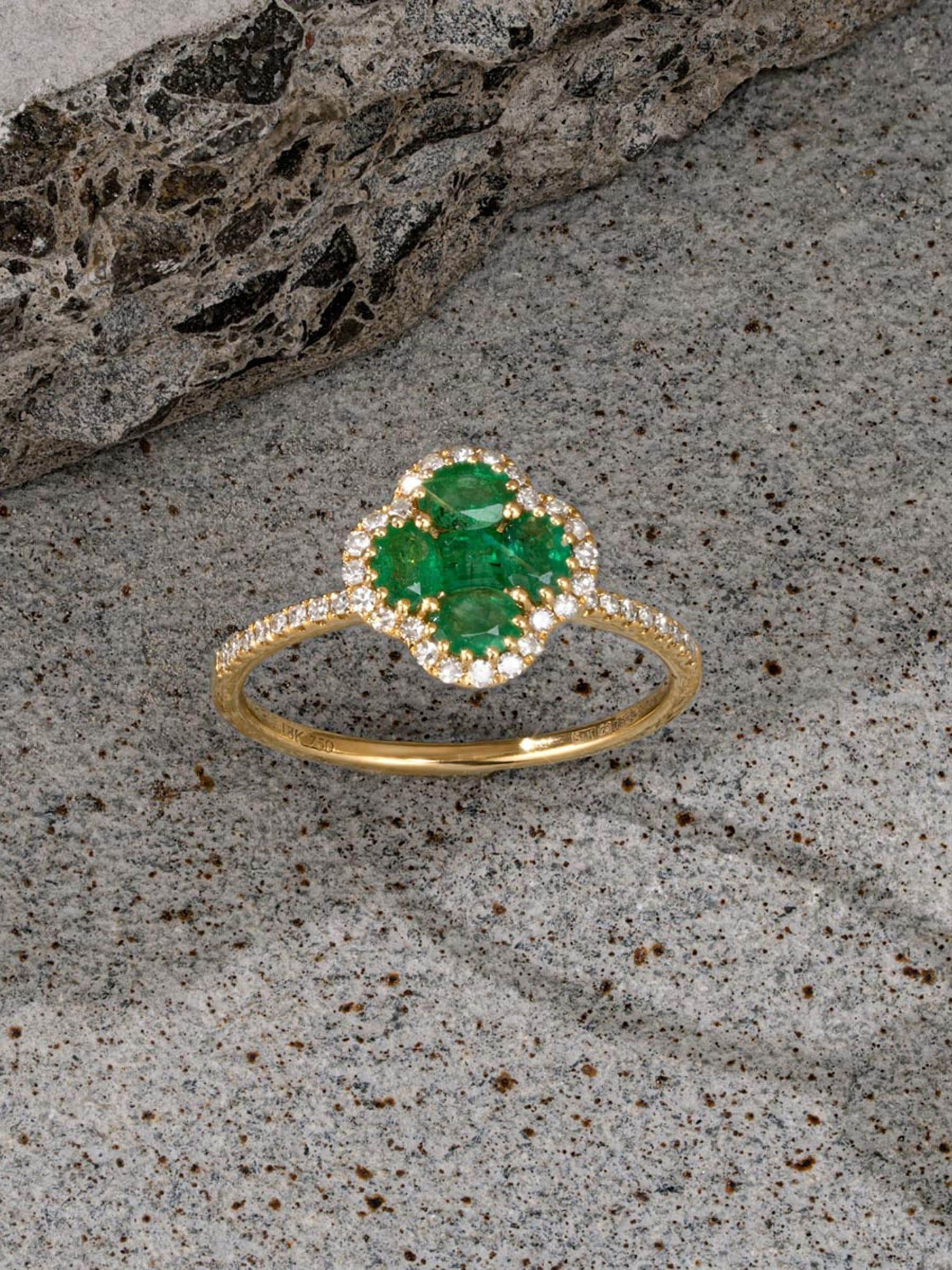 The Diamond Store Green Alegria 1.06ct Emerald and Diamond Ring (British brand)