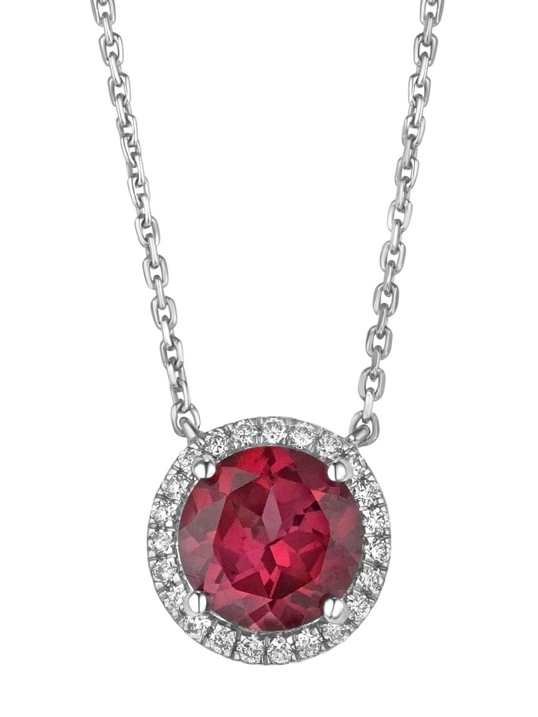 The Diamond Store red lab ruby diamond halo necklace 3.60ct (British brand)