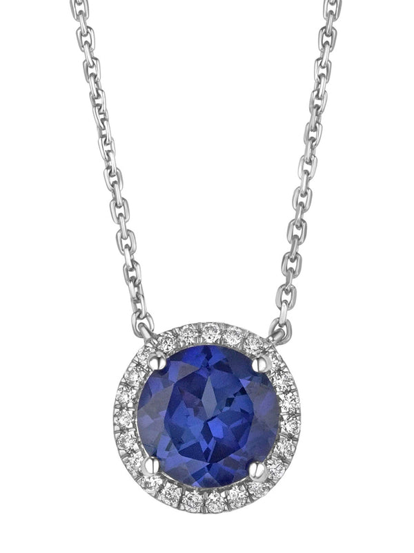 The Diamond Store Saphire Astra 3.5ct Lab Diamond Halo Jewelry Necklace