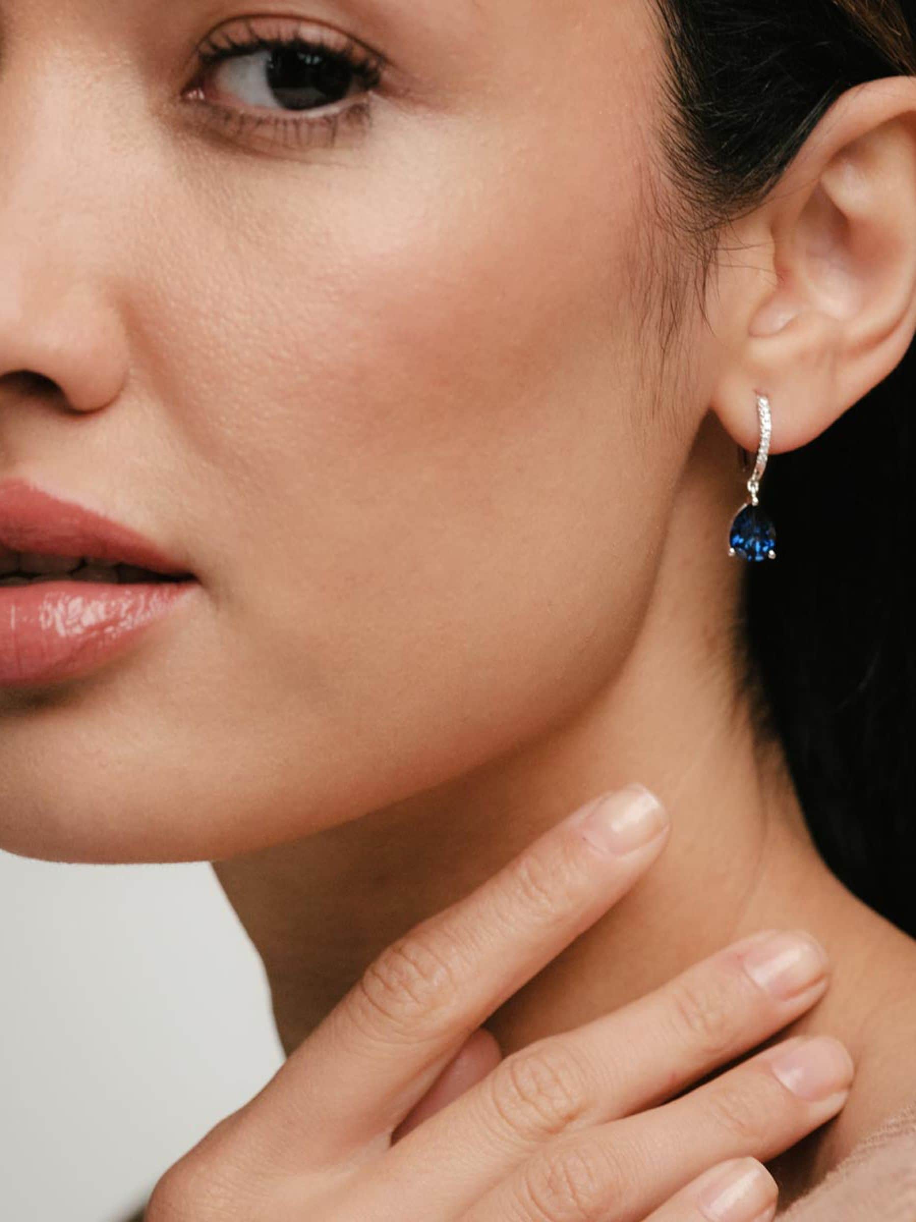 The Diamond Store lab sapphire diamond pear earrings 6.50ct (British brand)