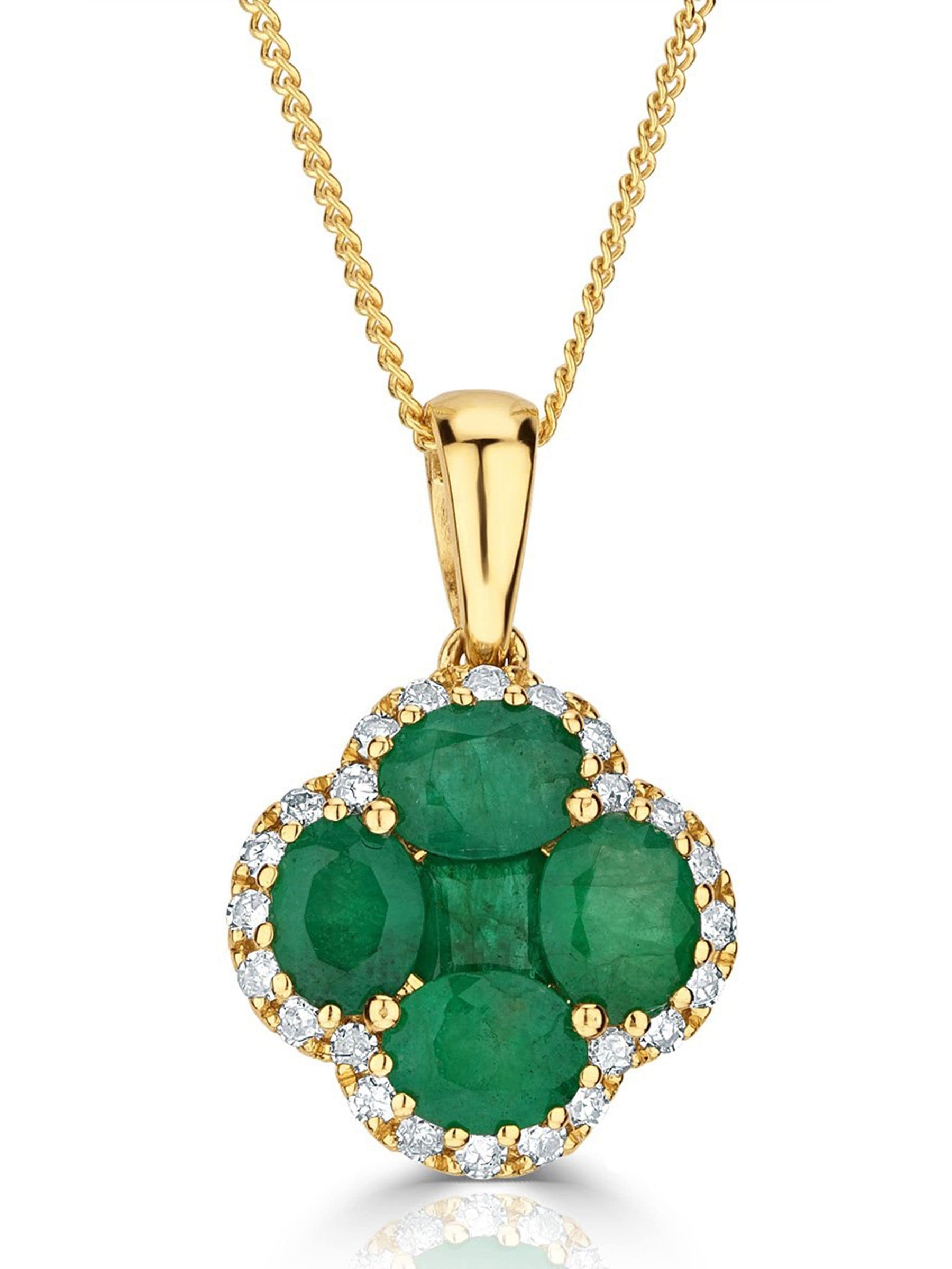 The Diamond Store Saphire 1.08ct Diamond 9k Gold Clover Necklace
