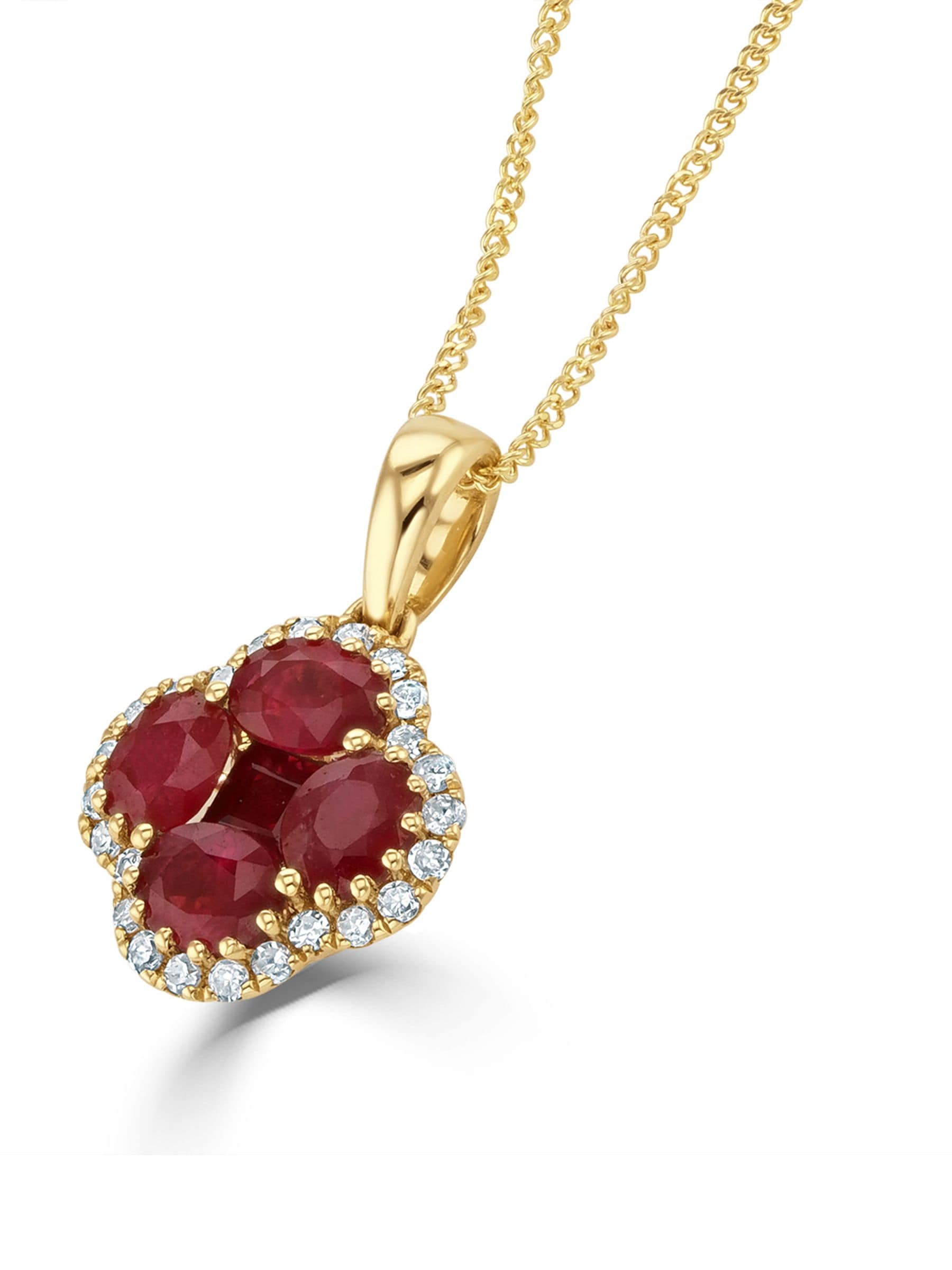 The Diamond Store ruby diamond gold clover necklace (British brand)