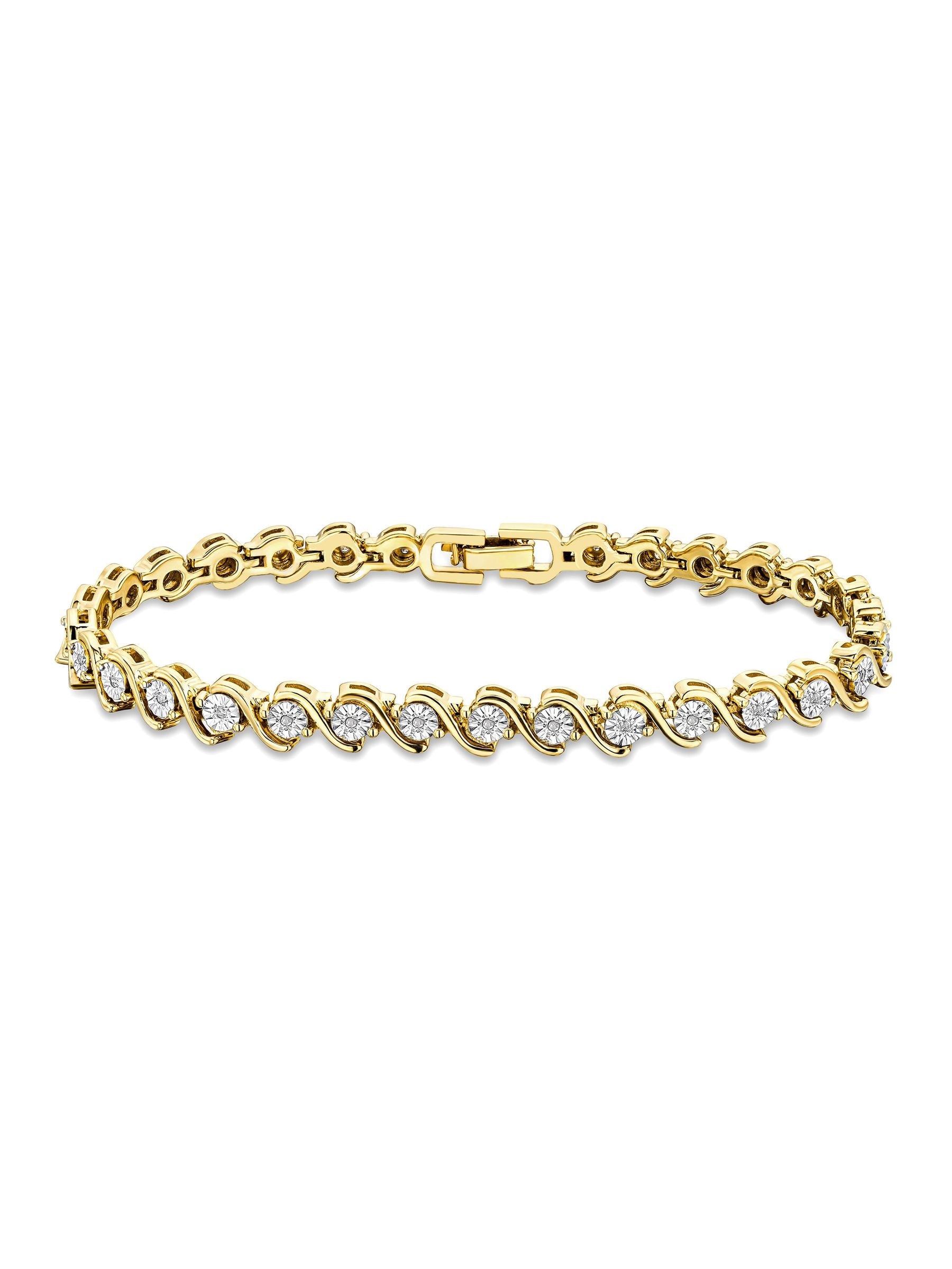 The Diamond Store White 0.19ct Diamond And 18K Vermeil Twist Bracelet