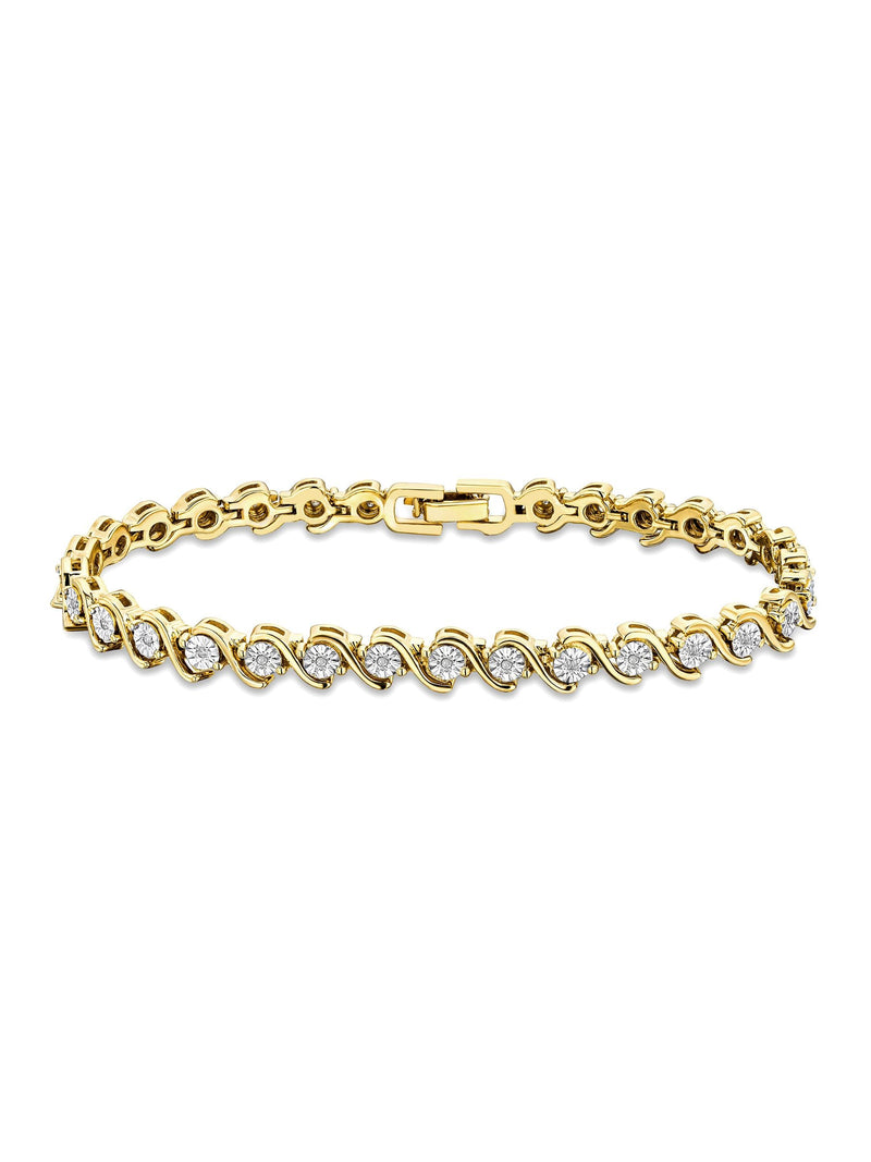 The Diamond Store White 0.19ct Diamond And 18K Vermeil Twist Bracelet