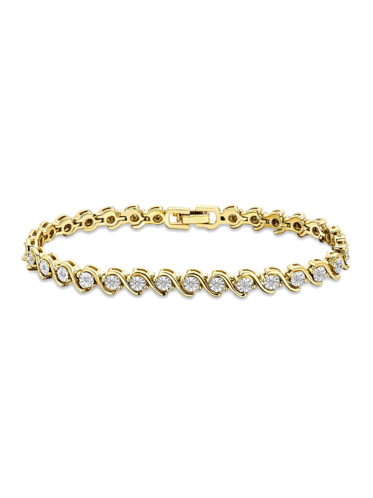 The Diamond Store White 0.19ct Diamond And 18K Vermeil Twist Bracelet