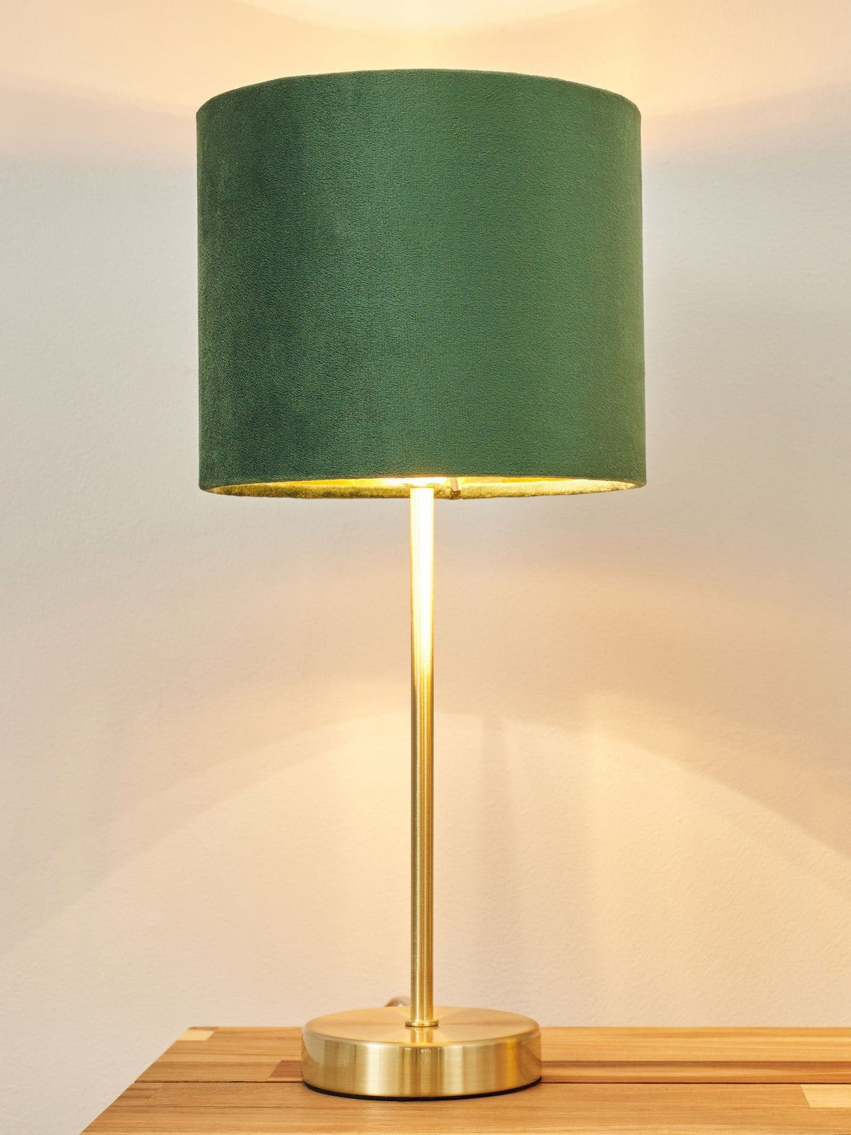 BHS emerald green velvet table lamp 37cm - British product
