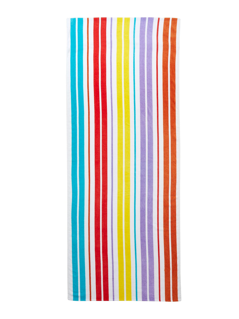 Catherine Lansfield rainbow stripe extra long beach towel, UK version