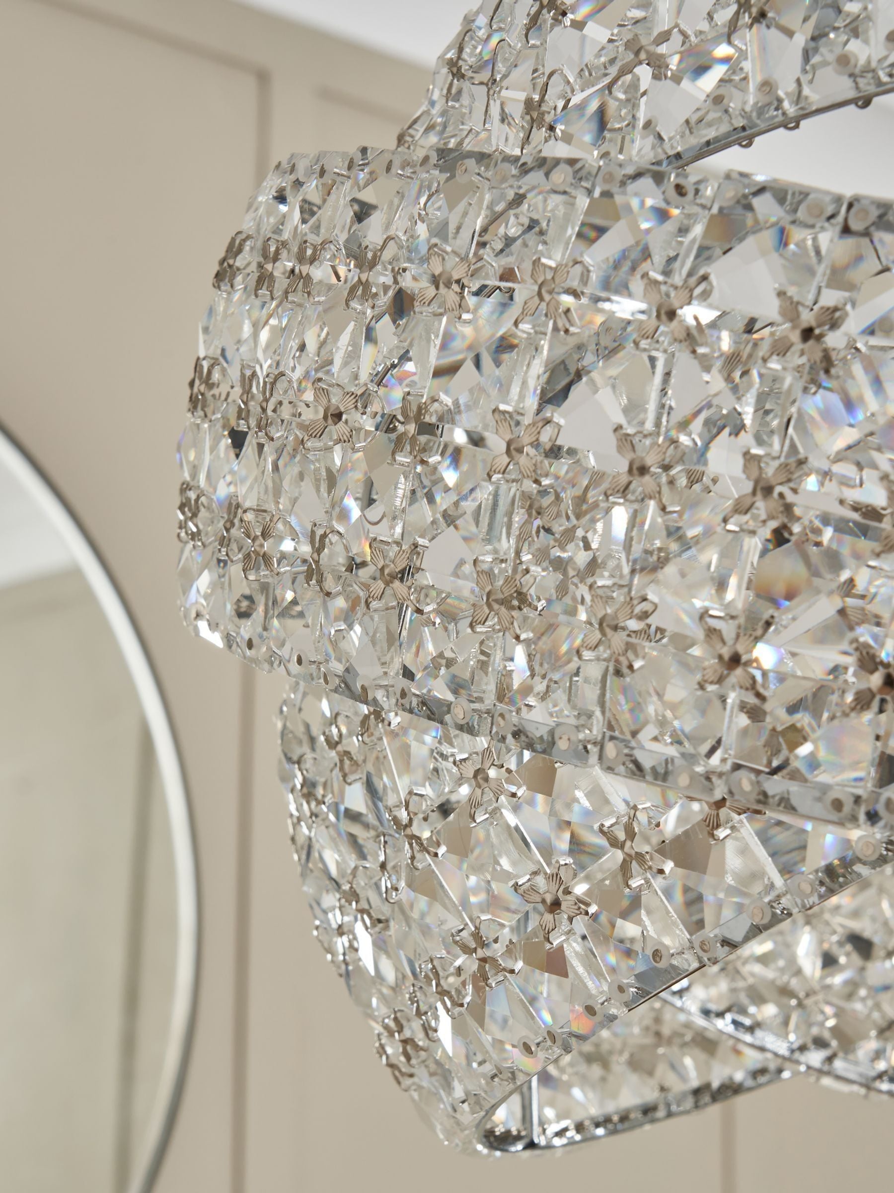 BHS crystal rings pendant ceiling light, chrome finish, imported from the UK