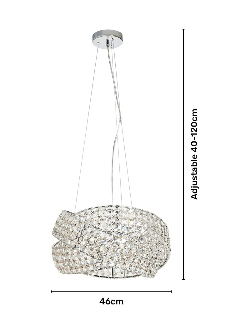 BHS crystal rings pendant ceiling light, chrome finish, imported from the UK
