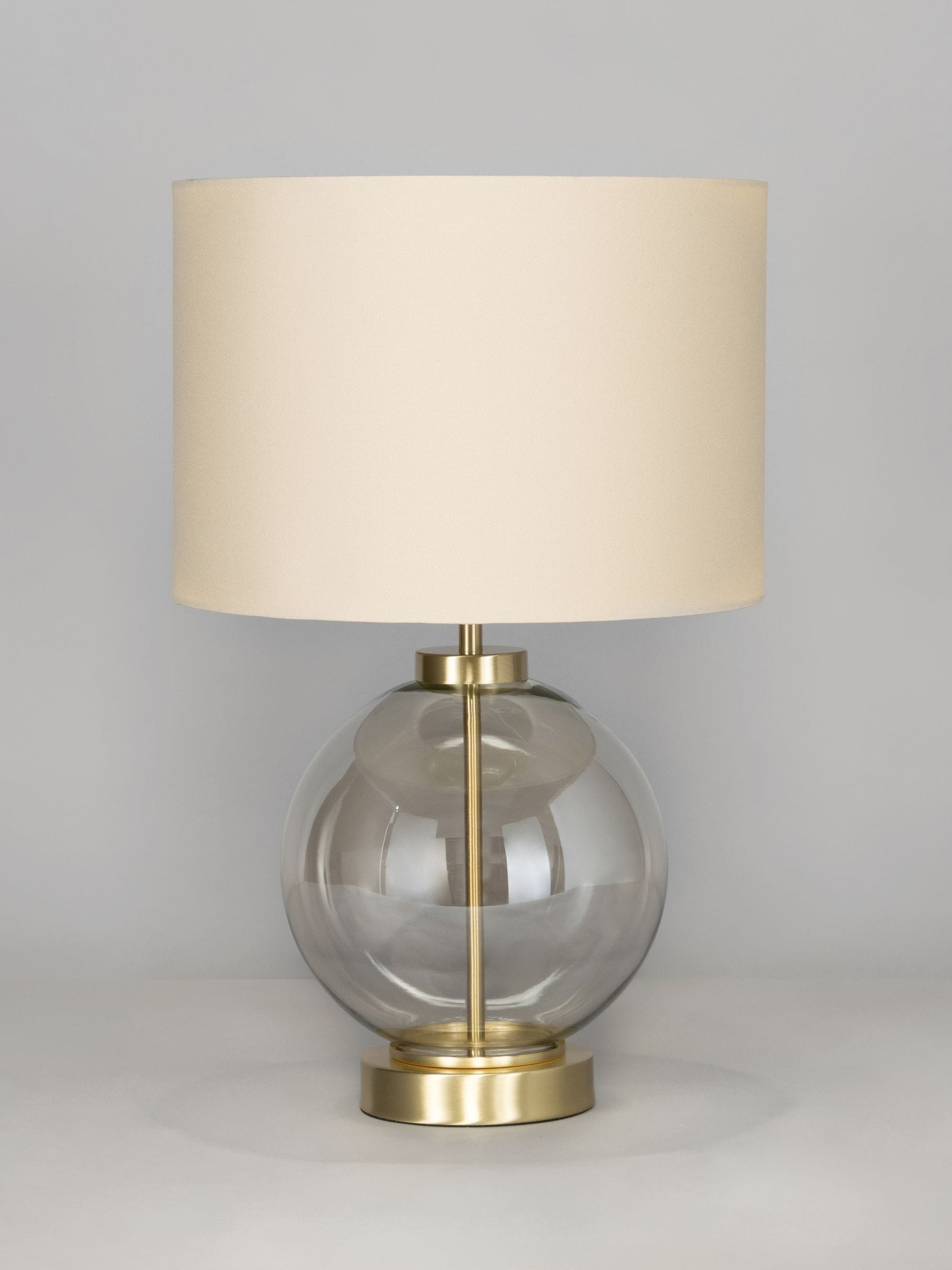BHS satin brass mini glass sphere table lamp, UK version