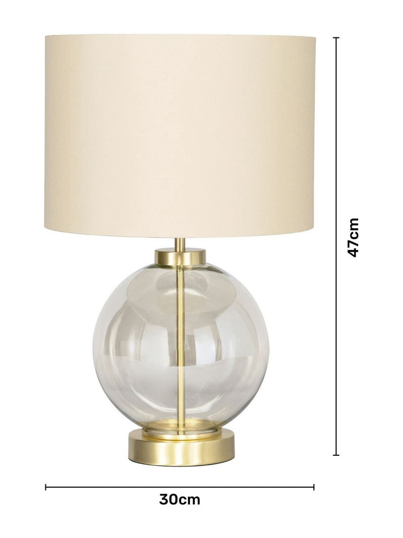 BHS satin brass mini glass sphere table lamp, UK version