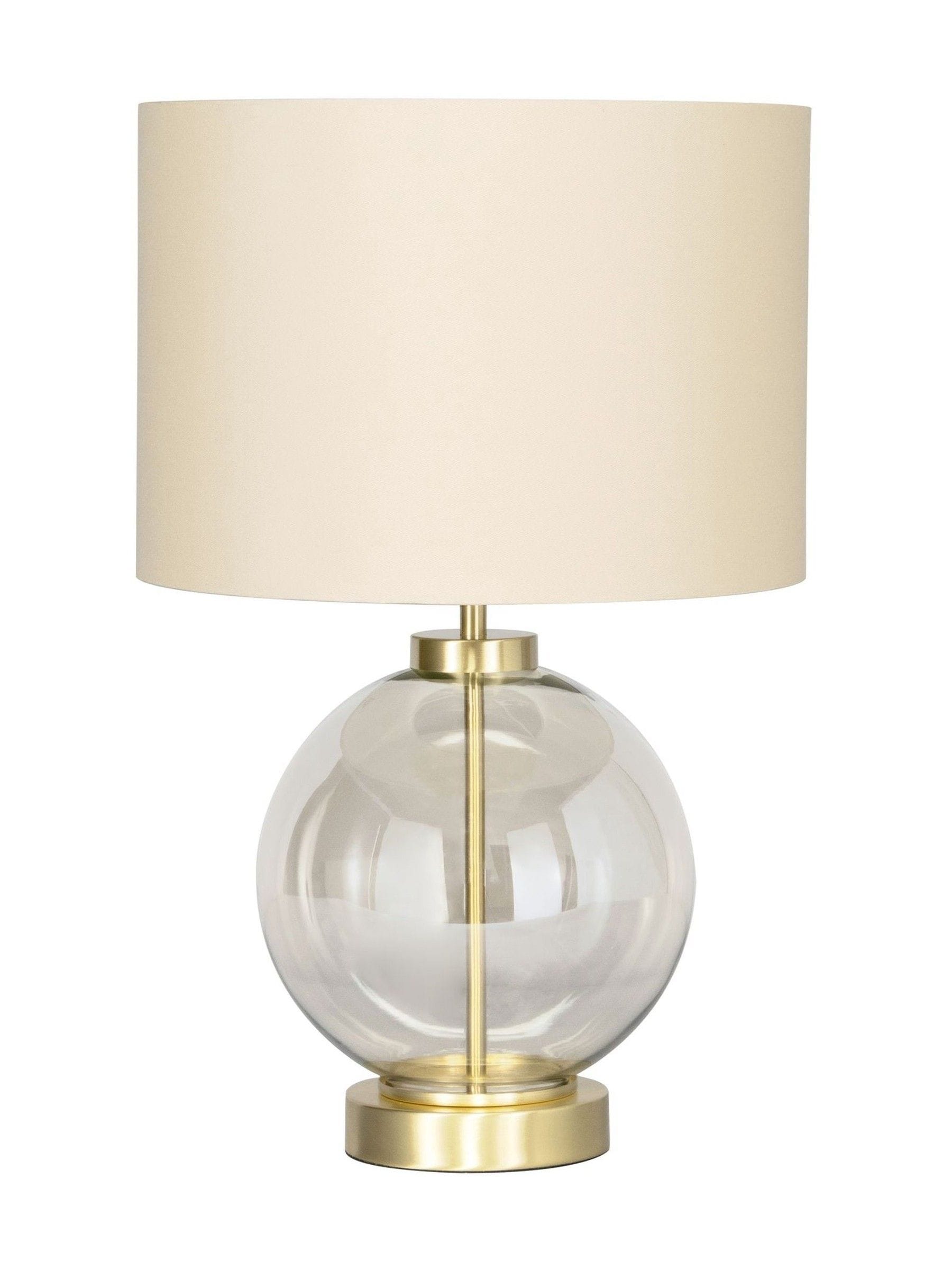 BHS satin brass mini glass sphere table lamp, UK version