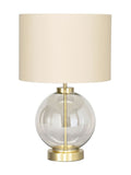 BHS satin brass mini glass sphere table lamp, UK version