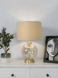 BHS satin brass mini glass sphere table lamp, UK version