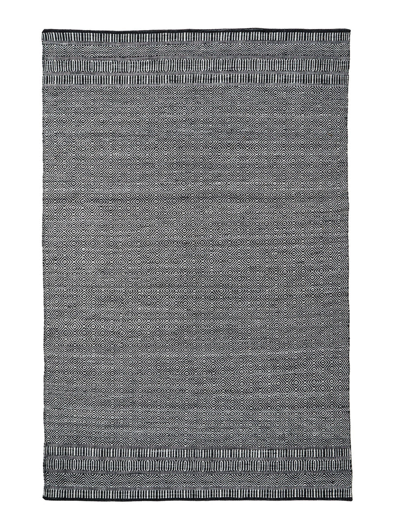 Pacific Inca design rectangular rug black white PET yarn, UK version