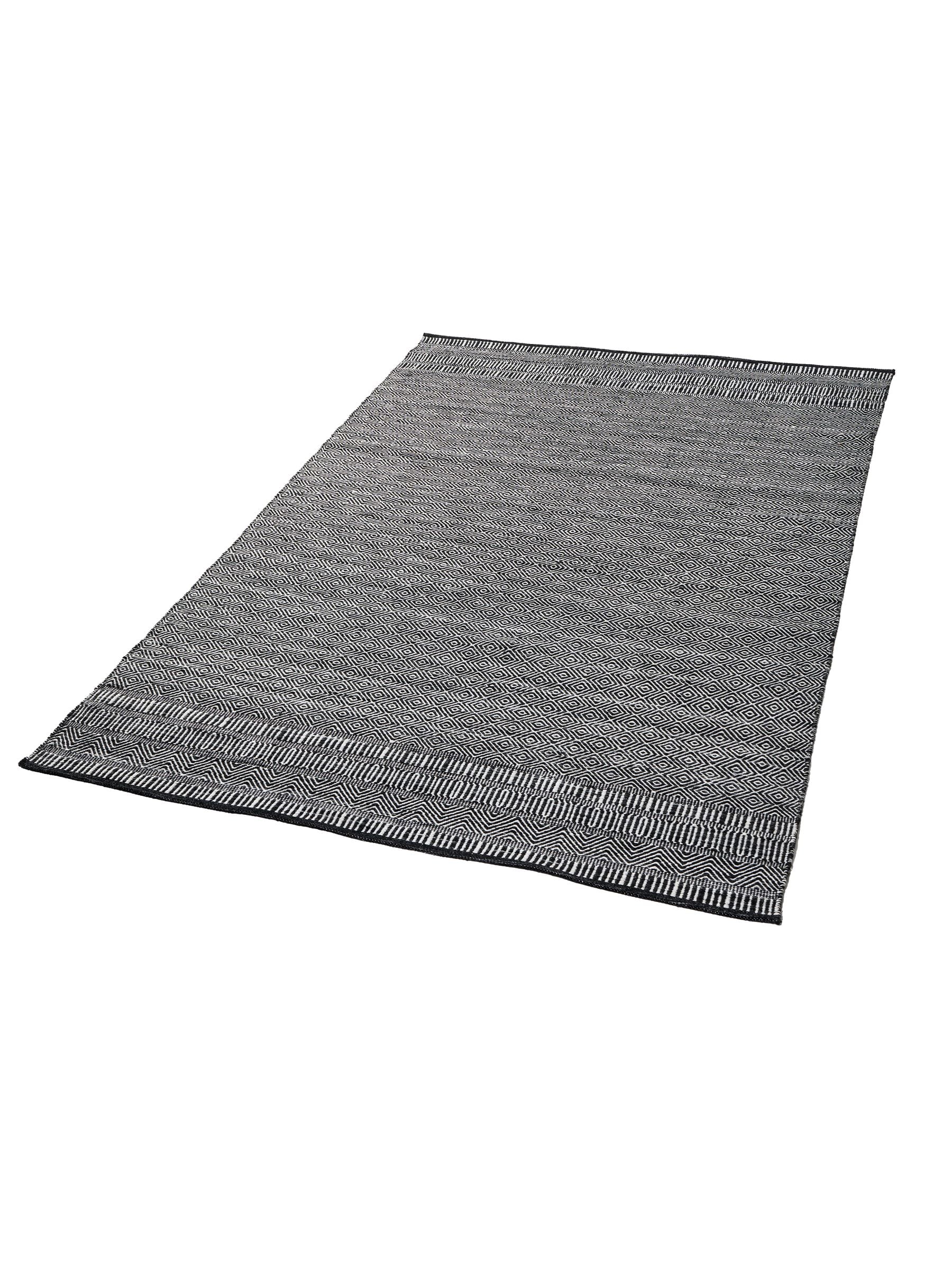 Pacific Inca design rectangular rug black white PET yarn, UK version