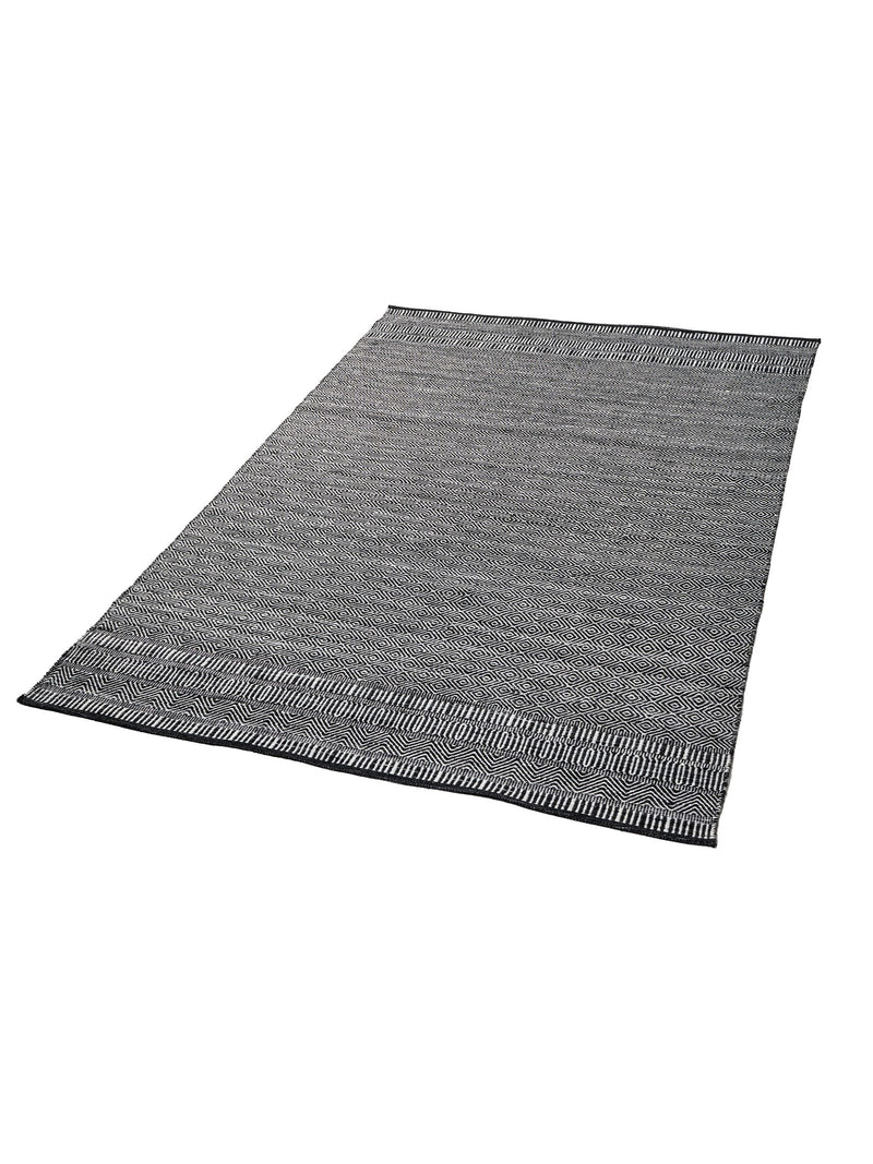 Pacific Inca design rectangular rug black white PET yarn, UK version