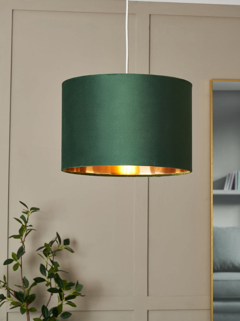 BHS Emerald Green Velvet Easy Fit Shade 30cm Ceiling Light