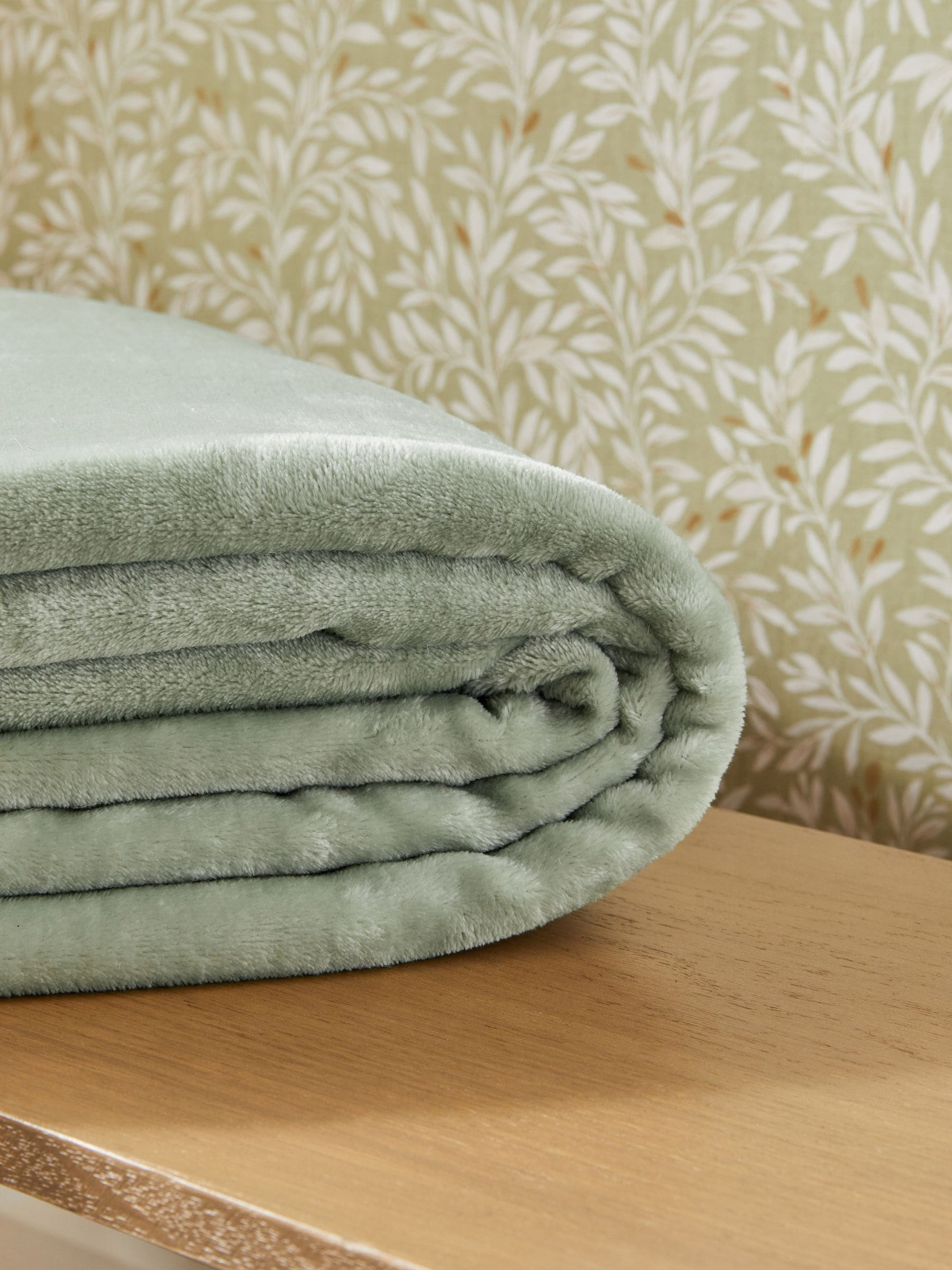 Sage green plush fleece throw blanket (British brand)