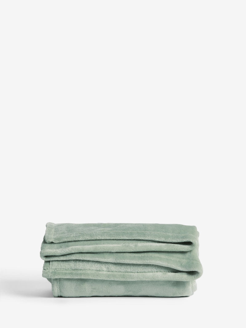 Sage green plush fleece throw blanket (British brand)
