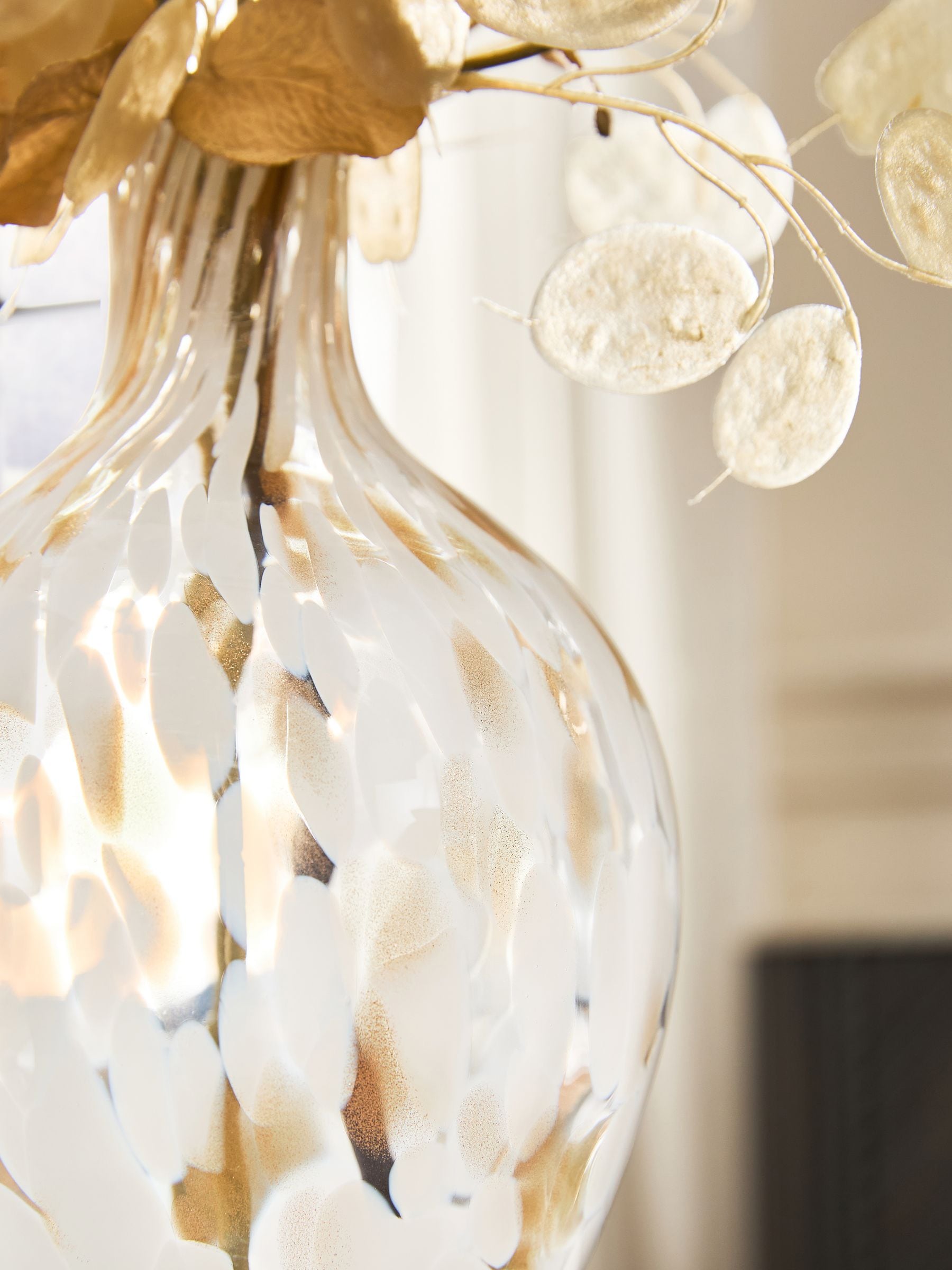 Gold artificial eucalyptus bouquet and confetti vase 50cm, UK version